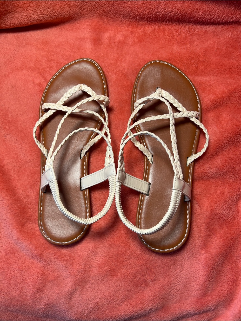Braided Strap Women’s Sandals in Beige - Casual Summer Slip-On